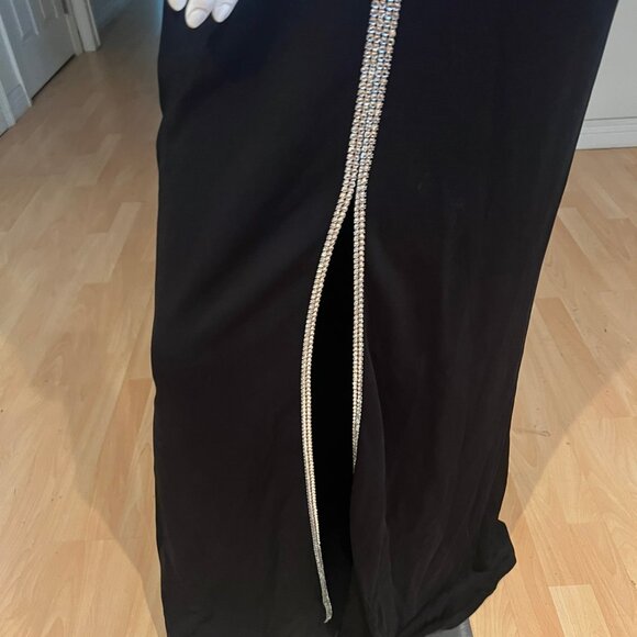 VINTAGE NICOLE BAKTI JERSEY RHINESTONE EMBELLISHED GOWN SIZE L LARGE - Picture 3 of 12